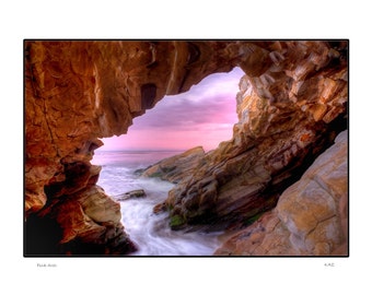 Pink Arch:  Santa Barbara Sunset Photo Print  Magic Hour  Sea Arch