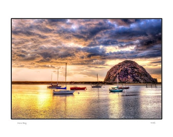 Morro Bay:  Morro Bay  Stormy Sunset  Morro Rock