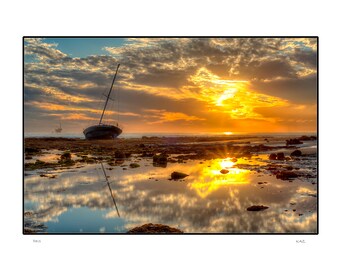 Devs:  Santa Barbara Photo Print   Boat on the Rocks