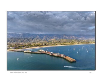 Santa Barbara Sterns Sky View:  Santa Barbara Photo Print  Sterns Wharf  Stormy
