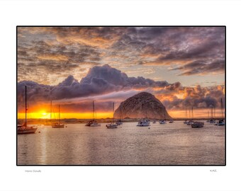 Morro Clouds:   Morro Bay  Stormy Sunset  Morro Rock