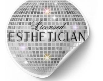 LICENSED ESTHETICIAN DISCO Stickers | Esthetician Stickers | Stickers for Estheticians, Esthetician Students, School Gift, Salon, Spa, Decor