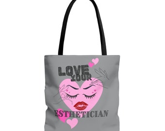 AIMEZ VOTRE ESTHÉTICIENNE Sac fourre-tout | Sac d'esthéticienne | Cadeau esthéticienne | Fourre-tout pour thérapeute de la peau | Sac pour cireur | Trousse à cosmétiques |  Fourre-tout de cosmétologie