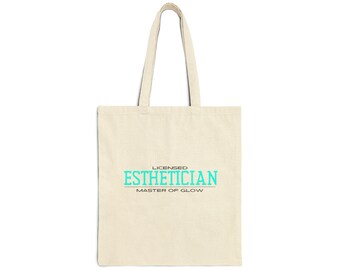 Fourre-tout d'esthéticienne MASTER OF GLOW | Fourre-tout en toile de coton | Cadeau esthéticienne | Fourre-tout pour cire | Sac d'esthéticienne | Fourre-tout Medspa | Cabas pour thérapeute de la peau