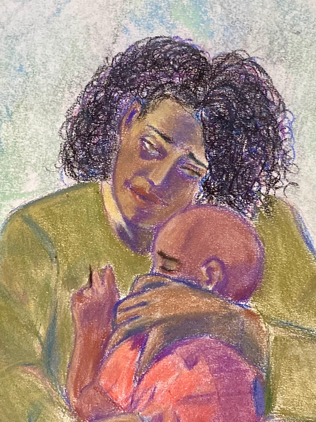 Black Mother and Child, Pastels , Orginal Artwork for Sale, Black Woman ...
