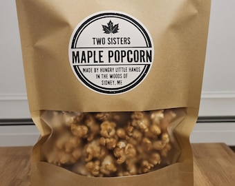 Palomitas de maíz gourmet con arce / Snack artesanal en lotes pequeños, jarabe de arce de Maine