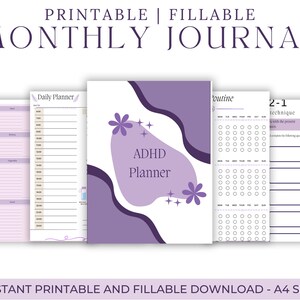 ADHD Planner (made by an ADHDer) - PRINTABLE Adult ADHD workbook, organizer, daily planner, self care & growth mindset pages.