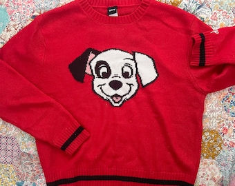 101 Dalmatians Disney Knit Jumper - Size M - Womens - Arcylic Wool - Soft and Cosy, Very Good Preloved condition