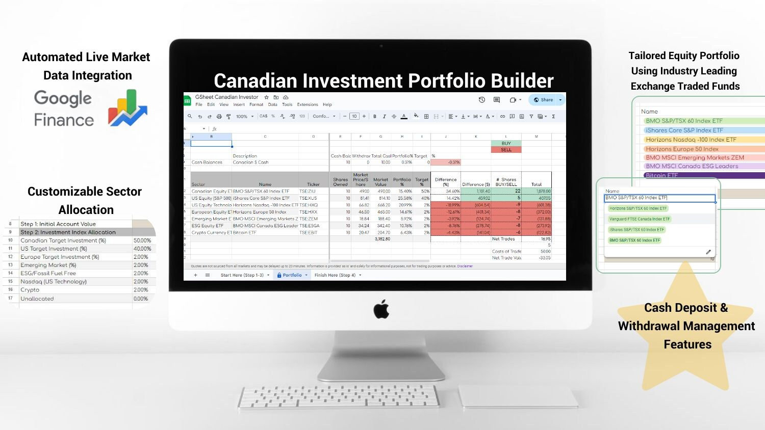 Google Sheet Equity & Crypto ETF Investment Account Builder With Live  Updates for Beginners - Etsy