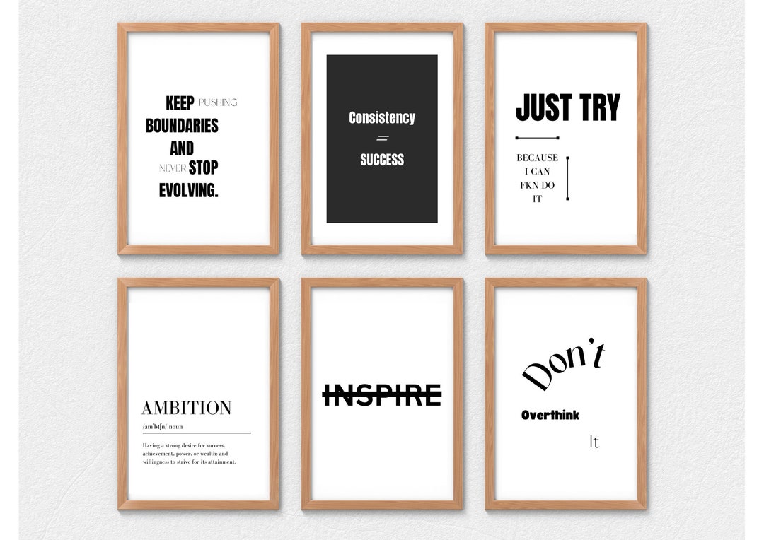 Minimalist Motivational Wall Art, Digital, Wall Art, 6 Piece Wall Art ...
