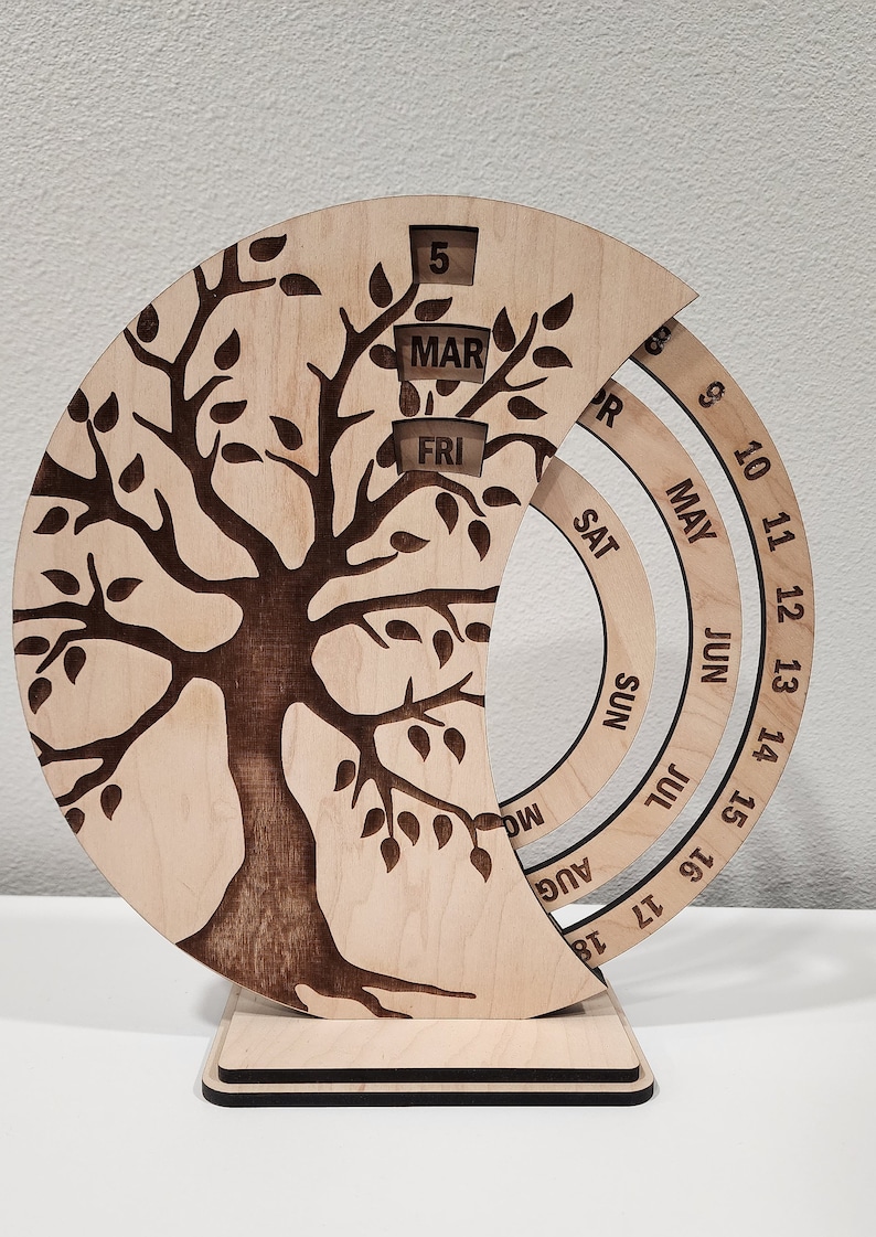 Tree Forever Calendar Perpetual Calendar Any Year Wooden Calendar Etsy