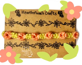 Customisable Daisy Chain Bracelet (2 Colours, Handmade, Adjustable)