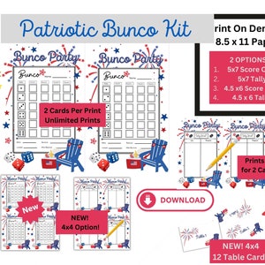 Juli Bunco Score Cards Bunco Rot Weiß Blau Blau Bunco Karten Digitaler Download Bunco Karten Spaß Bunco Karten 4. Juli Bunco Scorekarten Cute