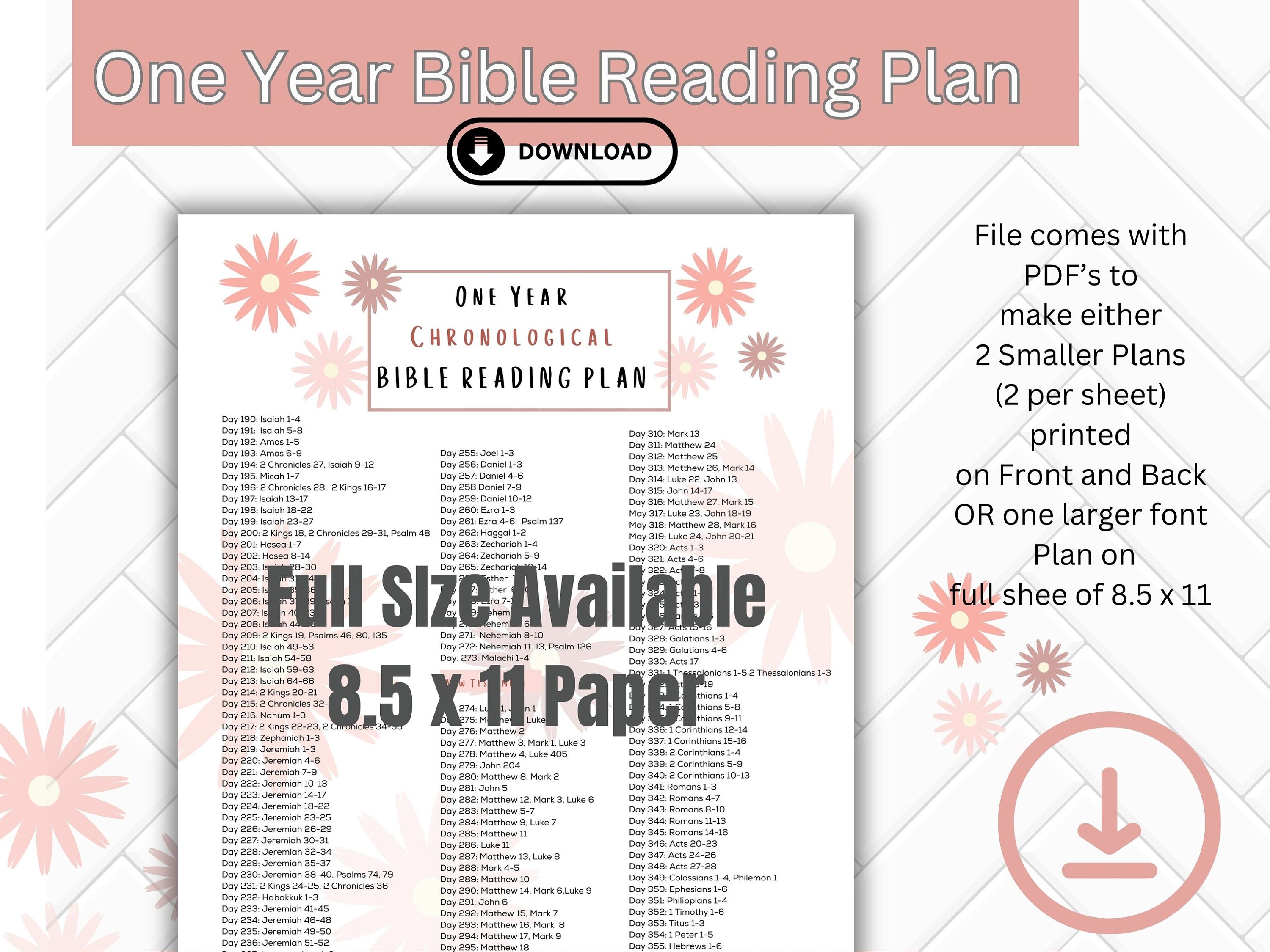 Bible Reading Plan One Year Bible Reading Plan Digital Download - Etsy