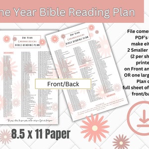 Bible Reading Plan One Year Bible Reading Plan Digital Download