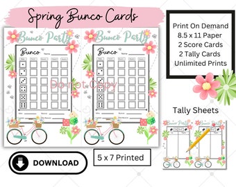 Spring Bunco Cards, April Bunco Cards, Spring Themed Bunco, Digital Download