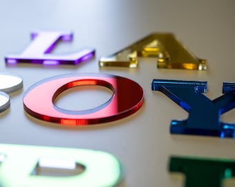Mirrored Acrylic Letter Number for Art and Craft | Get Free 3M adhesive backing | Events Weddings Decorations Art Craft Letters Numbers word