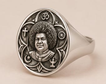 Sai Baba Simple Ring, Five Faiths Signet Ring Design Concept, Lotus Spiritual Ring, Digital Download