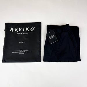 Women's Black Cargo Chef Pants, Stretch Fabric, with Waterproof Case image 2