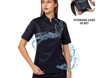 ARVIKO Waterproof Women's Chef Coat with Mesh Side Panels and Storage Bag in Set