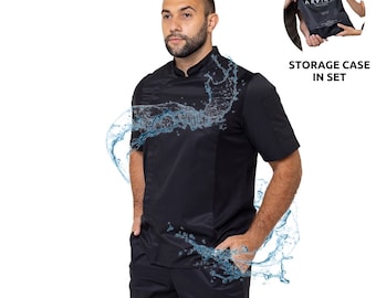 Waterproof Men's Chef Coat, Mesh Side Panels, with Storage Bag
