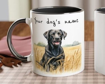 Tazza Labrador nera personalizzata - Regalo per gli amanti dei cani - Regali per i proprietari di cani - Tazza per cani personalizzata