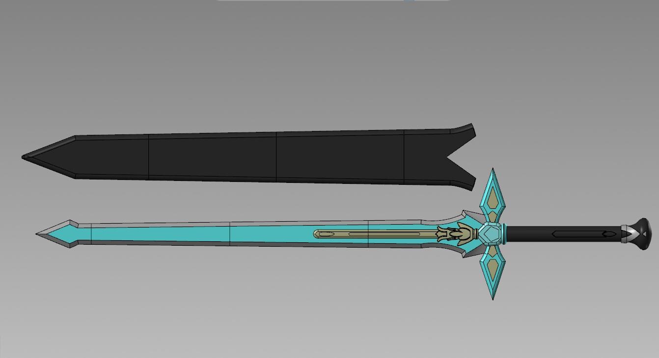 Kirito Sword Art Online Dark Repulser Cosplay Sword Kit 3D Printed
