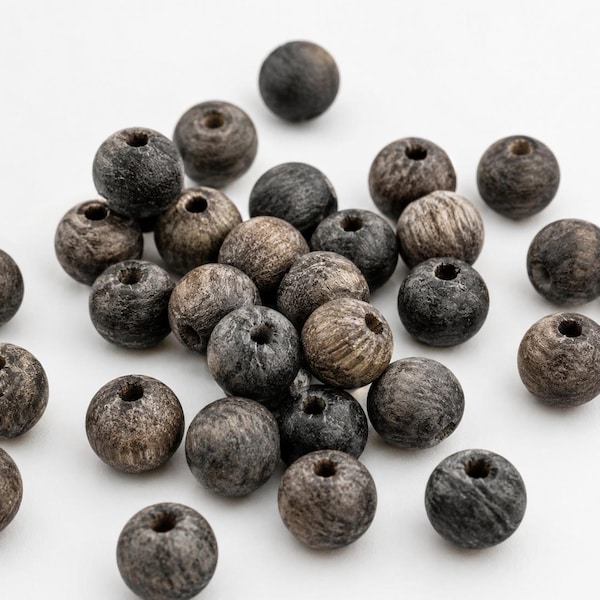 Unfinished Ancient Bog Oak Beads 8mm 100pcs