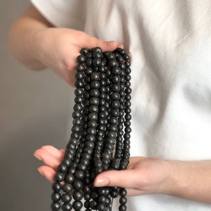 Bog oak beads 6450 years old, Black wooden beads, Vintage old beads, Irish bog oak