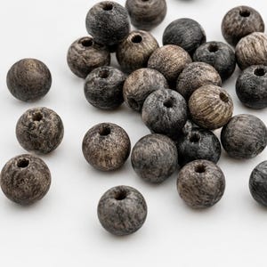 Bog Oak Beads 8mm | Ancient Wood Beads 6450 Years Old | Natural Unfinished Wooden Beads | 1.5mm hole 100pcs