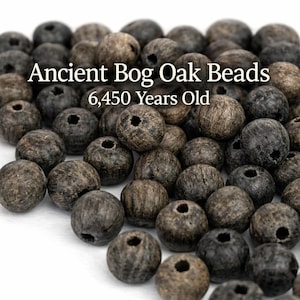Cuentas de roble de pantano de 8 mm / Cuentas de madera antigua de 6450 años / Cuentas de madera natural sin acabado / Agujero de 1,5 mm, 100 unidades
