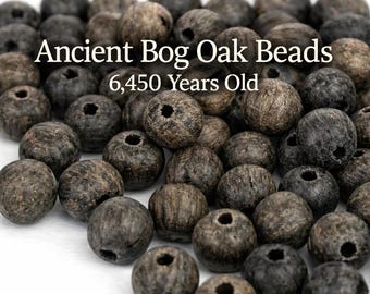 Ancient Irish Bog Oak Beads: Natural Black Wood, DIY Jewelry