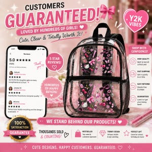 Falling Makeup Pattern Clear Backpack | Transparent Cosmetic Print