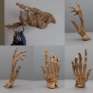 Hand-Painted Resin Skeleton Hand Wall Hanger: Creepy Key & Hat Organizer