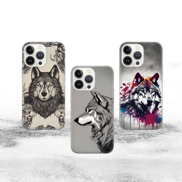 Inky Wolf Handyhülle Alpha Tier Cover für Google Pixel 8A 7 Pro, Samsung Galaxy S24 Ultra S23 FE A25 A15, iPhone 15 14 13 SE 12 11