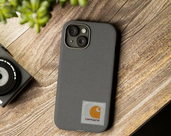 Étui pour téléphone inspiré de Carhartt, gris foncé, construction, pour iPhone, Samsung Galaxy et Google Pixel