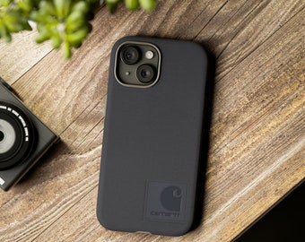 Étui pour téléphone inspiré de Carhartt, noir gris, construction, pour iPhone, Samsung Galaxy et Google Pixel