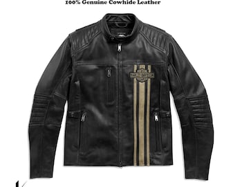 Nouvelles vestes en cuir d'équitation moto faites main Harley Davidson Triple Vent pour hommes Blouson de moto
