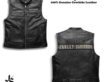 Harley Davidson heren motorfiets zwart lederen bikervest motorfiets heren