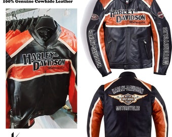 Handgemaakte Harley Davidson heren CLASSIC CRUISER jas motorfiets echt leren jas beste cadeau voor hem, man, vriend