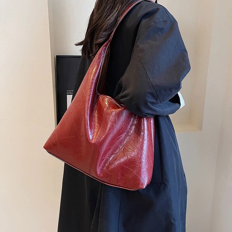 Leather Shoulder Bag for Women Fashionable Large Capacity Handbag zdjęcie 2