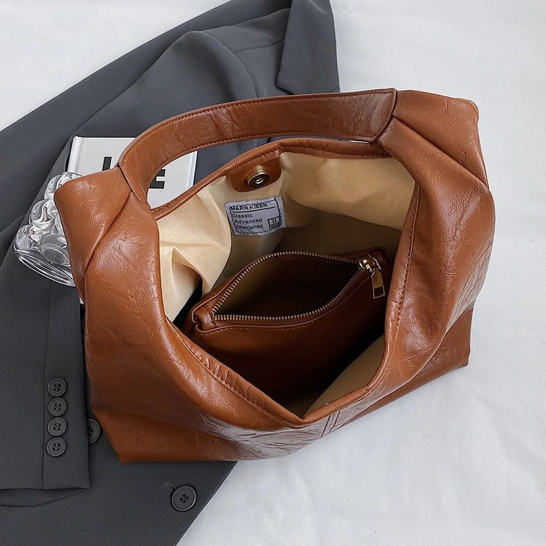 Leder Umhängetasche für Frauen Modische Handtasche mit großem Fassungsvermögen Bild 6