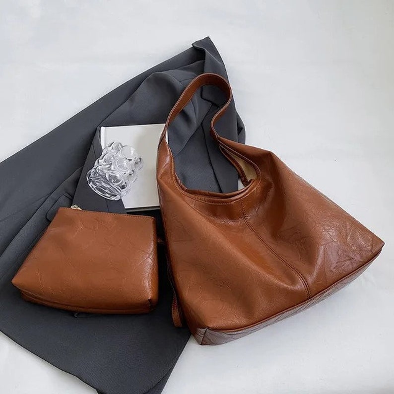 Leder Umhängetasche für Frauen Modische Handtasche mit großem Fassungsvermögen Bild 5