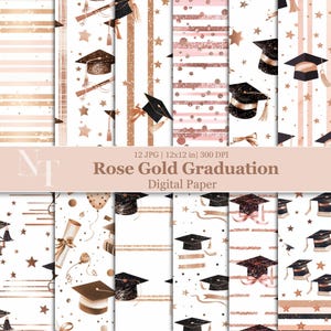 Graduation Paper Pattern Graduation Digital Paper Seamless Pattern, Class of 2024, Glitter Rose ...