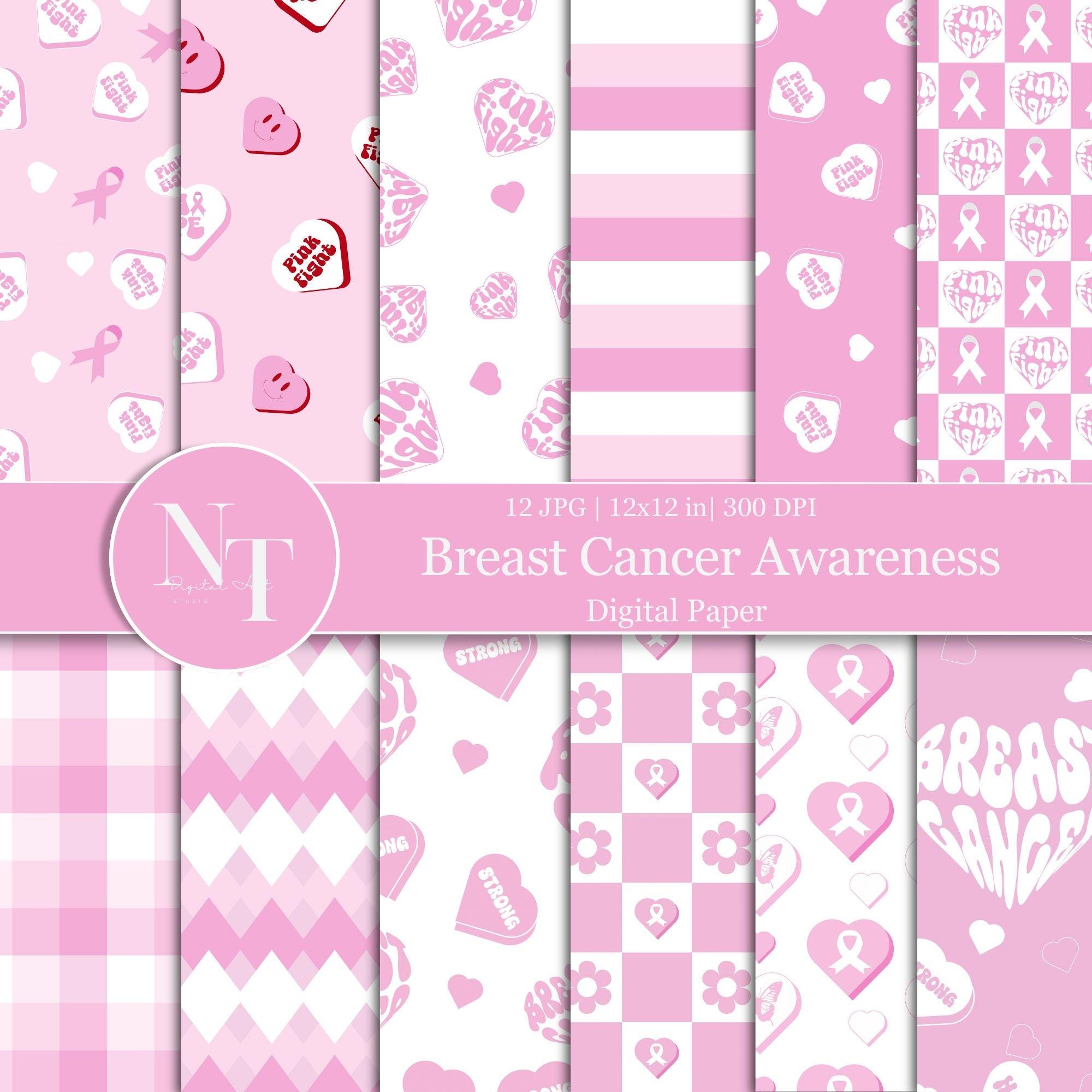 24 Blatt Brustkrebs-Bewusstsein Scrapbook-Papier – Doppelseitig, 30x30 Cm, Rosa Schleifen-Muster