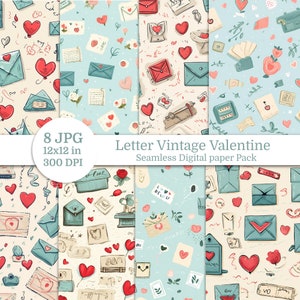 carta Vintage Valentine Seamless, Vintage Valentine Digital Paper, Vintage Valentine Pattern, Scrapbook, Heart Vintage