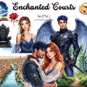 Romantasy Clipart, Enchanted Courts, Fantasy, Roses, Magic, Thorns, Romance Book Lover, Reading Journal, Digital Stickers, Commercial