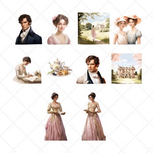 Pride and Prejudice Watercolor Clipart Bundle, Jane Austen Printable ...