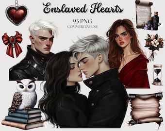 Enslaved Hearts Clipart: Dark Fantasy Romance PNG Bundle (93 PNGs, Commercial Use)