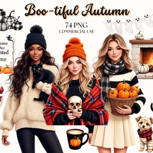 Watercolor Autumn Sticker: Ghost Halloween Clipart (PNG, Commercial Use)